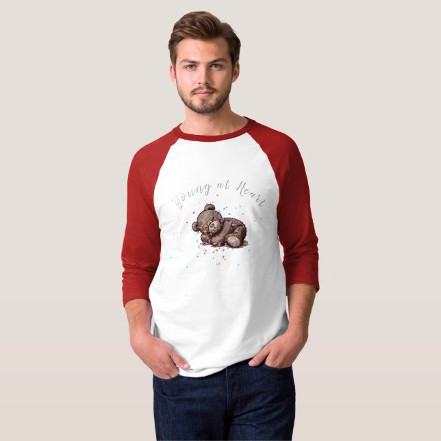 T-shirt Sleeping Teddy Bear Raglan (Devant entier)