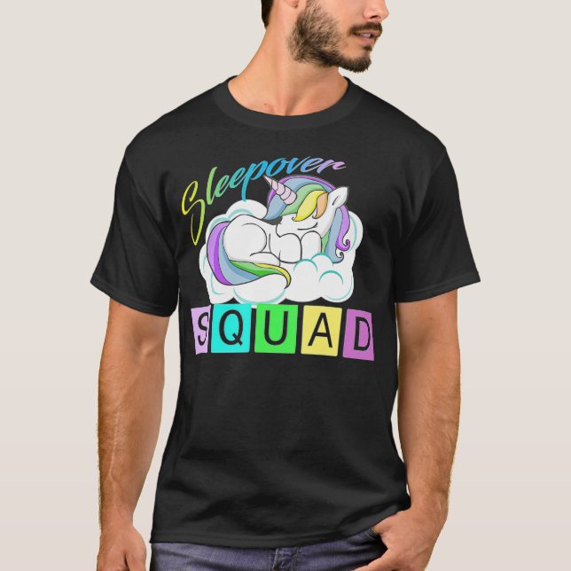T-shirt Sleepover Squad, Unicorn Theme Pajama animaux hum (Devant)