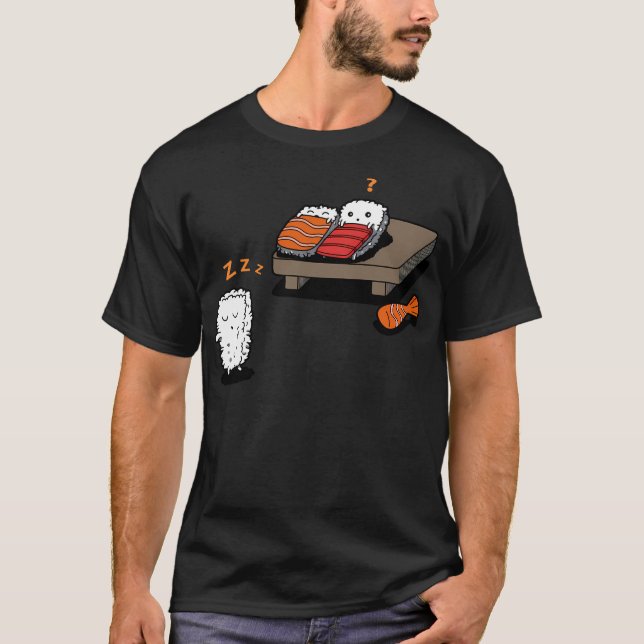 T-shirt Sleepwalking Sushi Funny Kawaii Sushi Cartoon (Devant)
