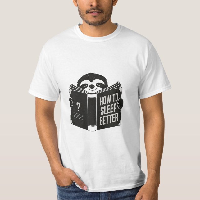T-shirt Sleepy Sloth Lire un livre d'auto-assistance (Devant)