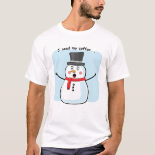 T-shirt Sleepy Snowman - Illustration drôle