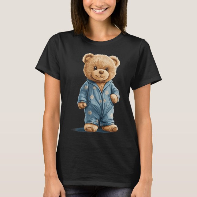 T-shirt Sleepy Teddy Bear In Comfy Pajamas For Boys And Gi (Devant)