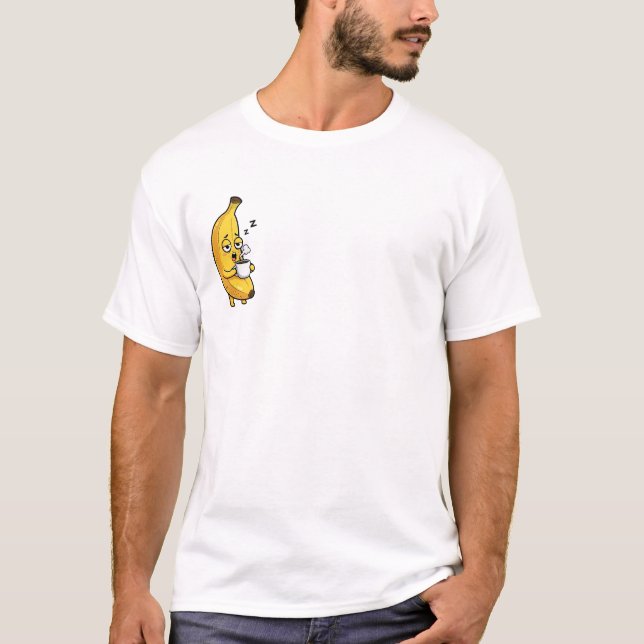 T-shirt Sleepy Yellow Banana Character Holding Steamin (Devant)
