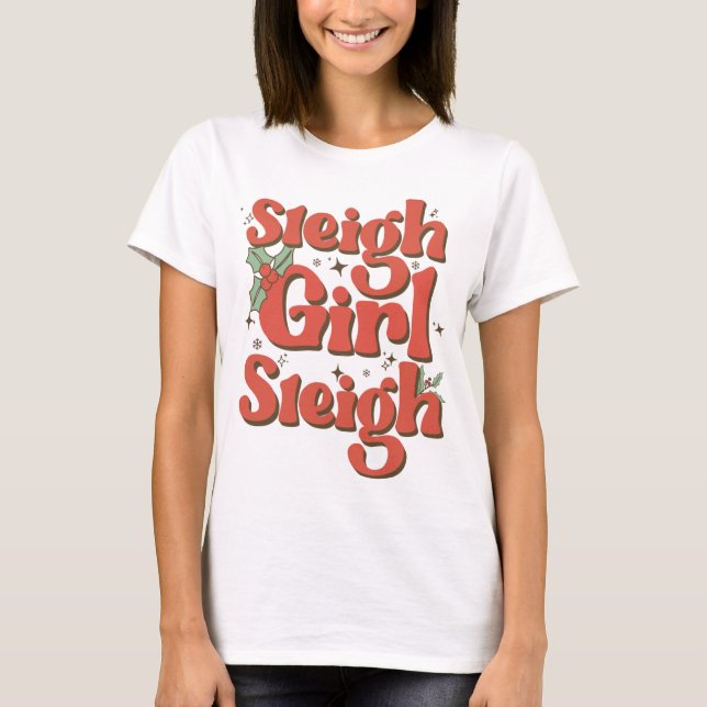 T-shirt Sleigh Girl Sleigh - Cute Retro Christmas Gift For (Devant)