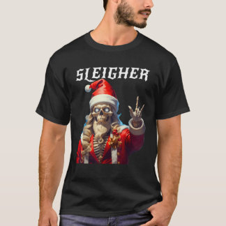 T-shirt Sleigher Crâne Père Noël Rocks Noël Noël Noël Noël