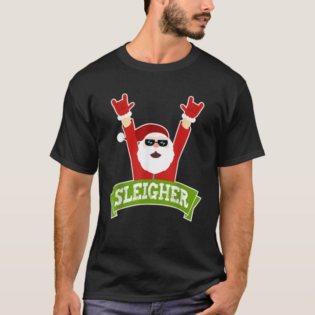 T-shirt SLEIGHER Funny Heavy Metal Music Père Noël Cadeaux (Devant)