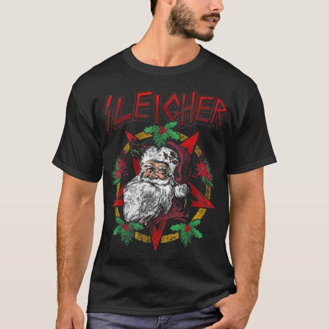 T-shirt Sleigher Heavy Metal Santa Claus Noël Noël Noël No (Devant)