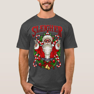 T-shirt Sleigher Santa Claus Rocker Heavy Metal Noël