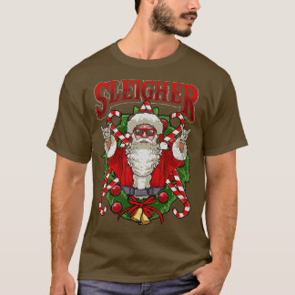 T-shirt Sleigher Santa Claus Rocker Heavy Metal Noël