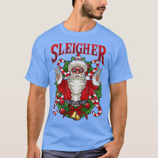 T-shirt Sleigher Santa Claus Rocker Heavy Metal Noël