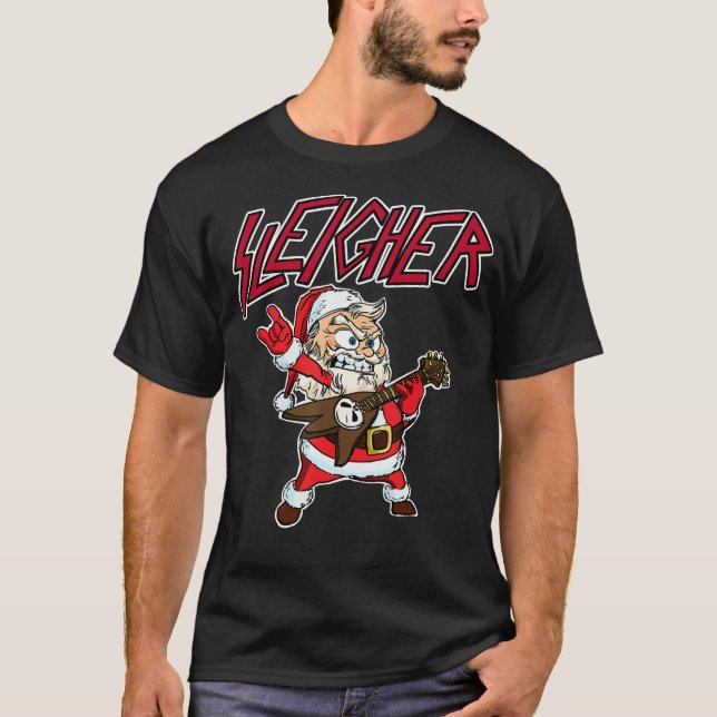 T-shirt Sleighs Santa Claus Metal Noël drôle Hail Sa (Devant)