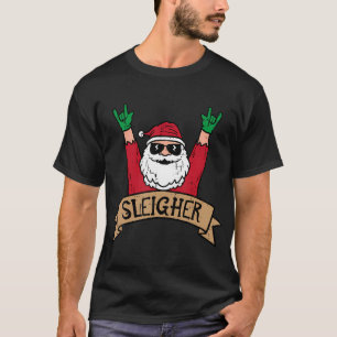 T-shirt Sleighter de Noël Père Noël Rock Xmas Rocker Men