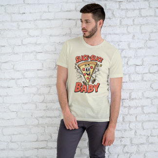 T-shirt Slice Slice Baby Drôle de Pizza Pun Retro 90s 