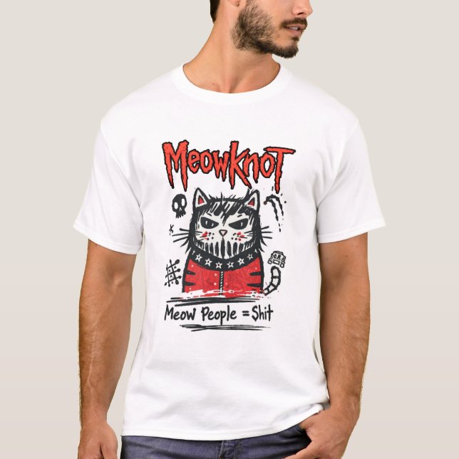 T-shirt Slipknot Cat Parody – Meow People (Devant)
