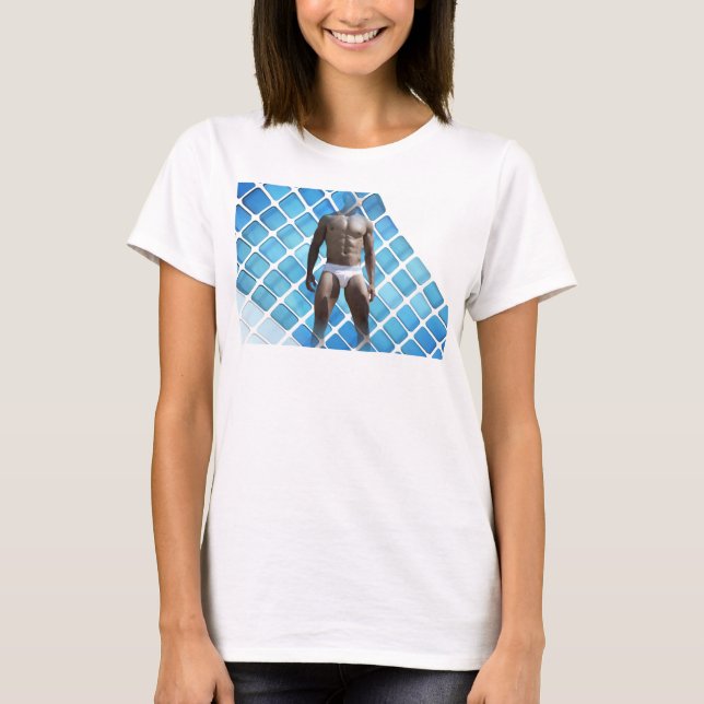 T-shirt SlipperyJoe musculaire homme six pack abs mâle bla (Devant)