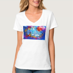T-shirt SlipperyJoe NYC graffiti lune entourée de tourbill