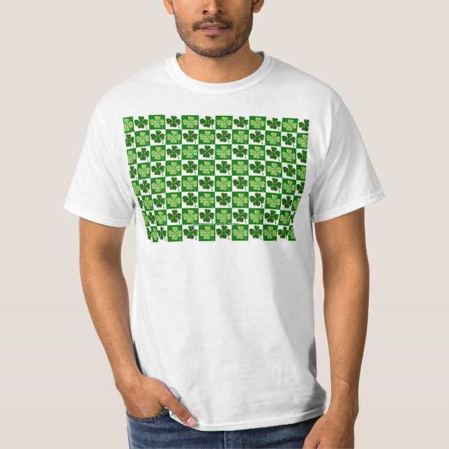 T-shirt SlipperyJoe's Green four-leaf clovers Saint Patric (Devant)