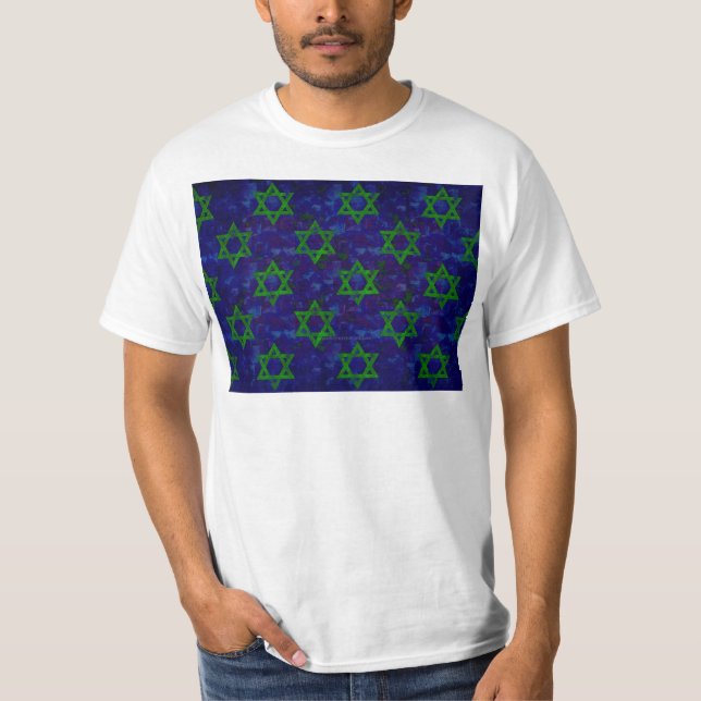 T-shirt SlipperyJoe's Hanukkah rangées vertes Étoiles de D (Devant)