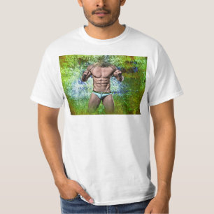 T-shirt SlipperyJoe's homme adulte très musclé torse nu 
