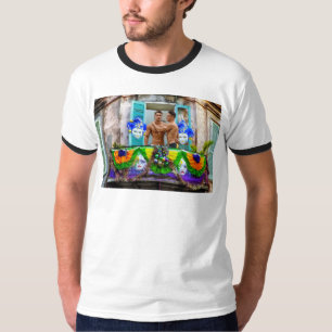 T-shirt SlipperyJoe's Mardi Gras Hommes violet or vert bal