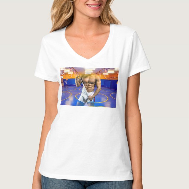 T-shirt SlipperyJoe's musculaire bulge six pack gym trai (Devant)