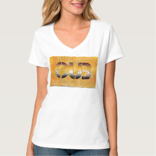 T-shirt SlipperyJoe's petit ours mots or brun brun blanc