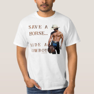 T-shirt SlipperyJoe's save horse ride paille cowboy casque