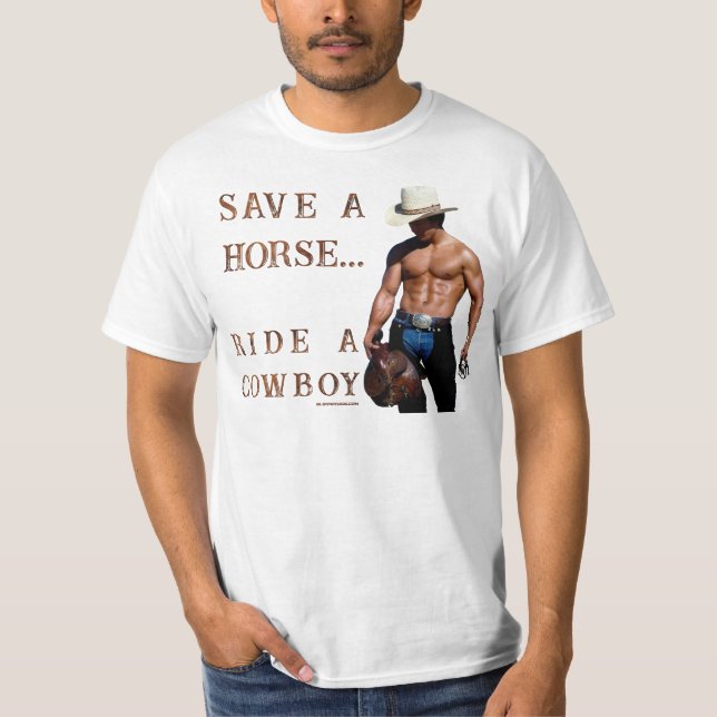 T-shirt SlipperyJoe's save horse ride paille cowboy casque (Devant)