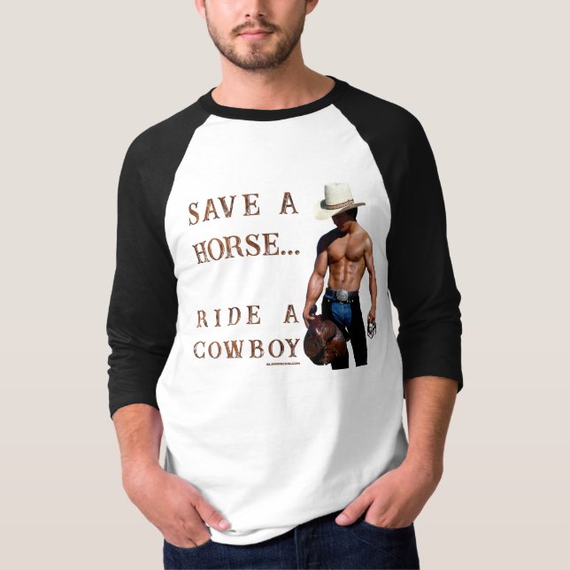 T-shirt SlipperyJoe's save horse ride paille cowboy casque (Devant)