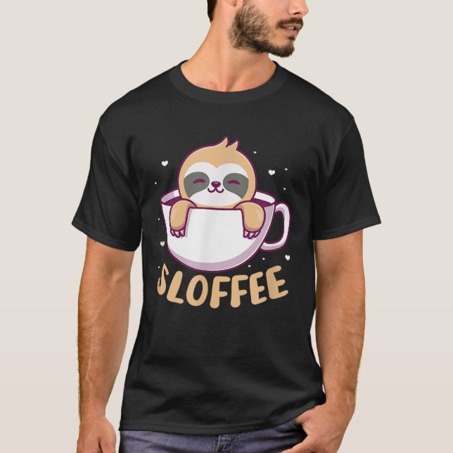 T-shirt Sloffe Sloth Coffee Kawaii (Devant)
