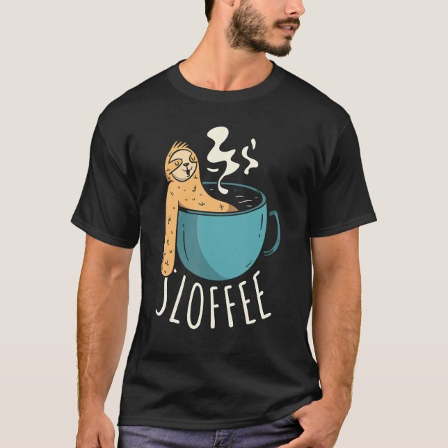 T-shirt Sloffee Café Boire Caffeine Addict Sloth (Devant)