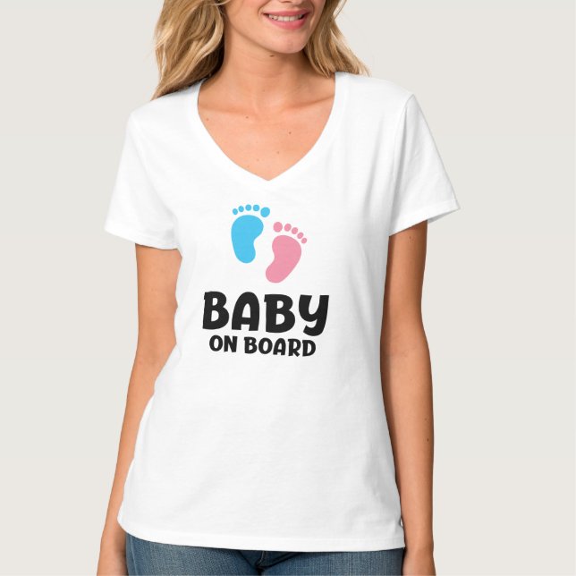 T-shirt Slogan baby on board - bébé à bord, en voiture.  (Devant)