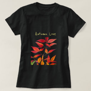 T-shirt slogan d'amour d'automne Feuilles d'automne aquare