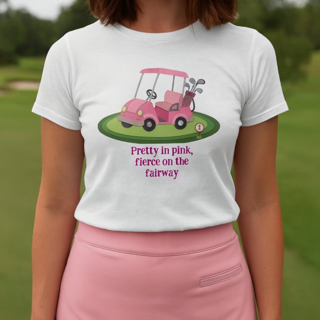 T-shirt Slogan de chariot de golf rose élégant  (Créateur téléchargé)