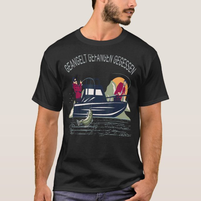 T-shirt Slogan de pêche de poisson pêché mangé (Devant)