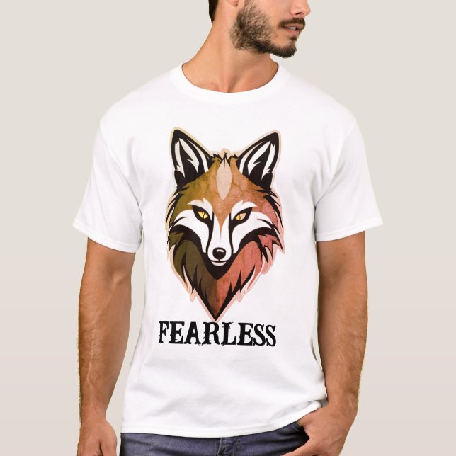 T-shirt slogan Loup sans peur – Coton classique Fr (Devant)