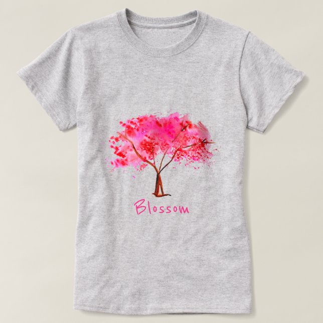 T-shirt Slogan se développant avec l'arbre rose de fleurs (Design devant)