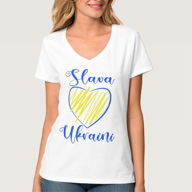 T-shirt Slogan Slava la gloire ukrainienne à l'Ukraine coe (Devant)