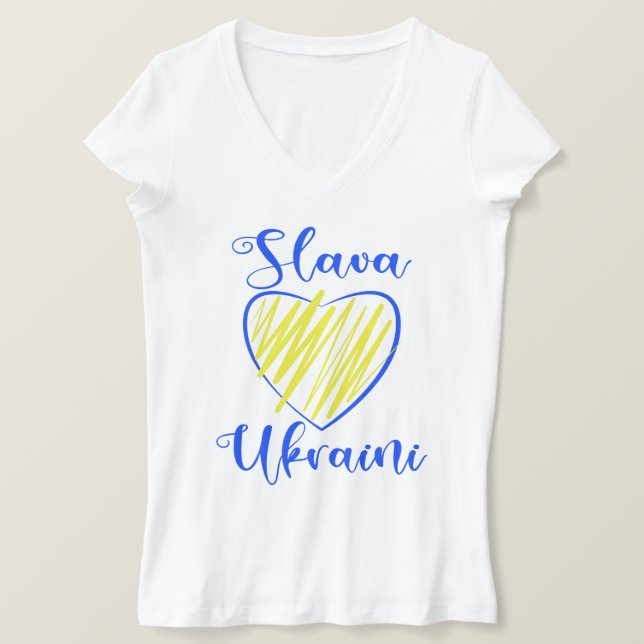 T-shirt Slogan Slava la gloire ukrainienne à l'Ukraine coe (Design devant)