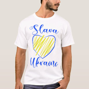 T-shirt Slogan Slava La gloire ukrainienne au coeur de l'U
