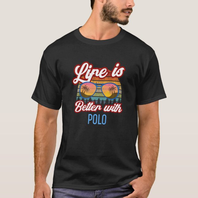 T-shirt Slogan Sunset Rétro Avec Polo (Devant)