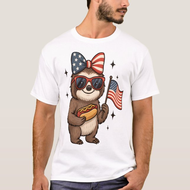 T-shirt Sloth 4th July (Devant)