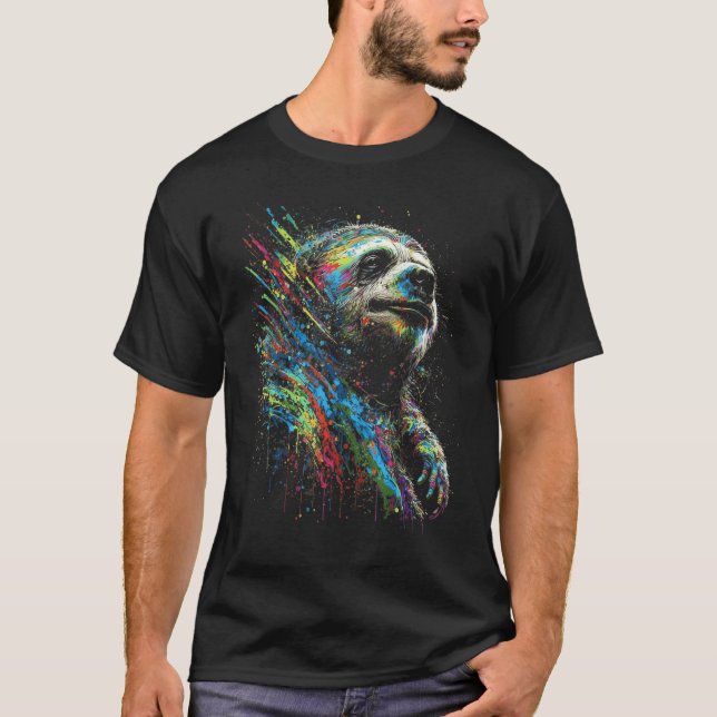 T-shirt Sloth Animal Paint Drivers Art Sloth Lovers (Devant)