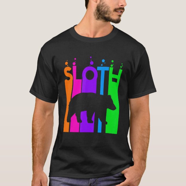 T-shirt Sloth Animal Rainbow Bubble Avec Silhouette (Devant)