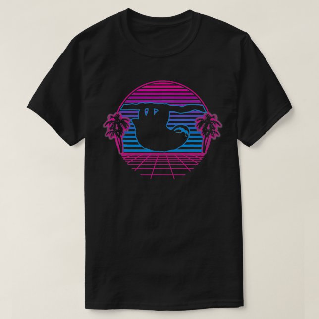 T-shirt Sloth Animal Sunset Retro Vintage Gift  (Design devant)