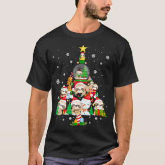 T-shirt Sloth Arbre de Noël Ornements Pour Femmes Filles E