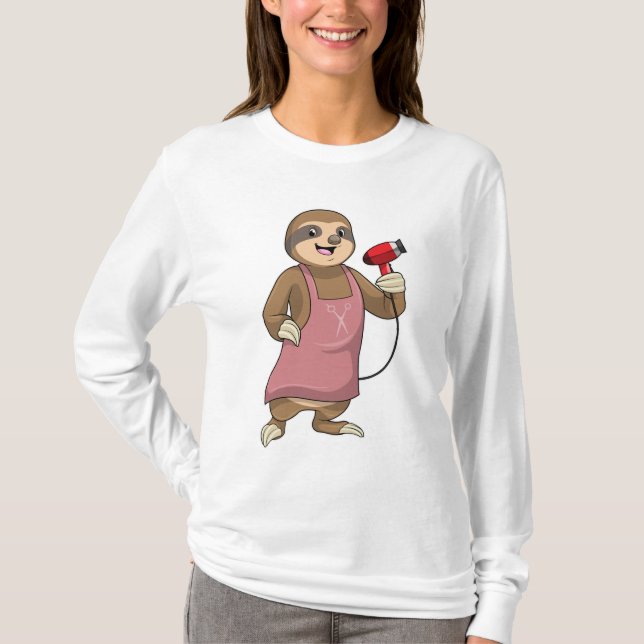 T-shirt Sloth as Hair stylist avec Sèche-cheveux (Devant)