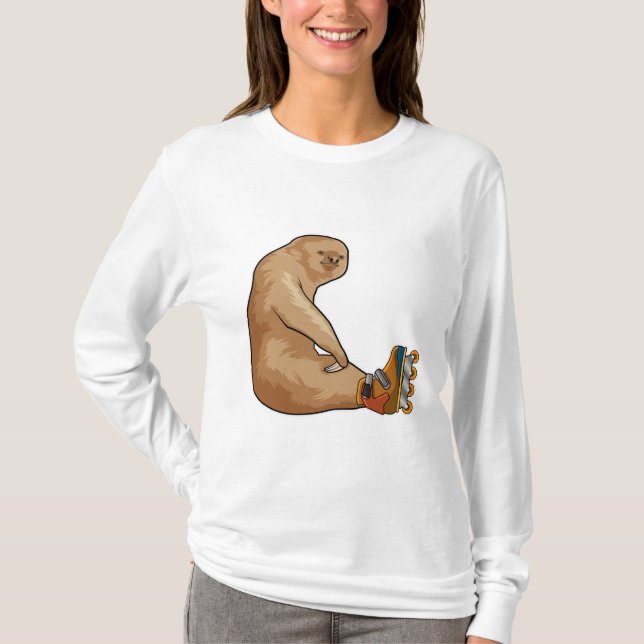 T-shirt Sloth as Patinage en ligne avec Patins en ligne (Devant)