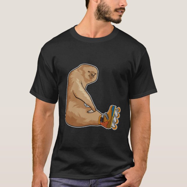 T-shirt Sloth as Patinage en ligne avec Patins en ligne (Devant)