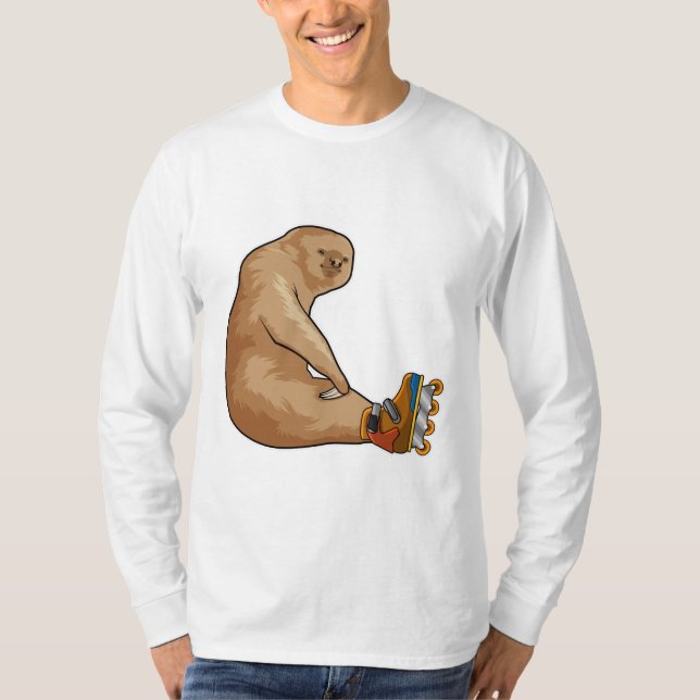 T-shirt Sloth as Patinage en ligne avec Patins en ligne (Devant)